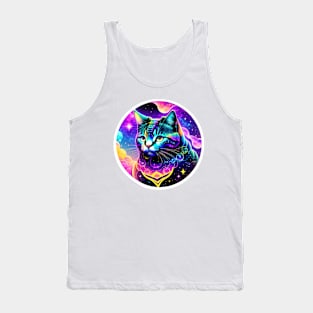 Kawaii Cat Cute Animals Colorful Galaxy Design Tank Top